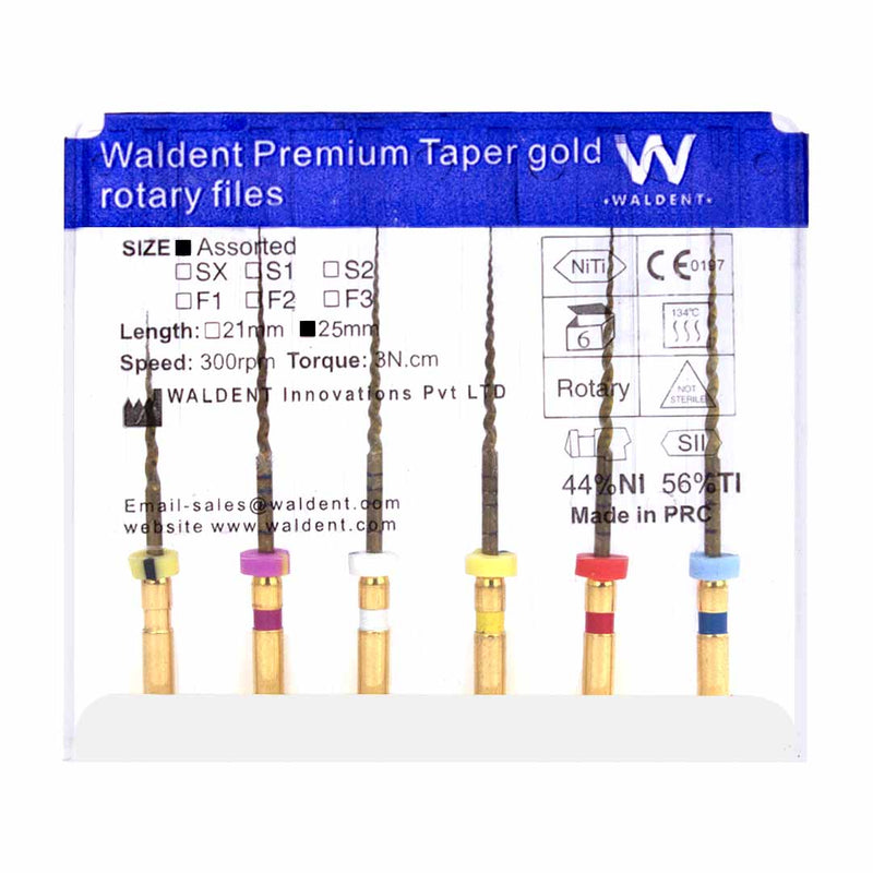 Waldent Premium Taper Gold Rotary Files S1 31m