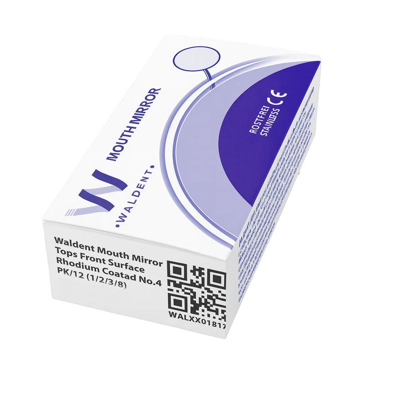Waldent Mouth Mirror Tops Front Surface Rhodium Coated No.4 (Pack of 12) (K13/8)