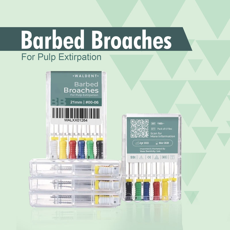 Waldent Barbed Broaches 21mm (Pack of 6)
