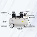 Waldent Double Head Dental Air Compressor  Oil Free 2 Hp - Cylindrical Tank (WAC-200-DH-CT)