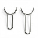 Two metal U-shaped hooks