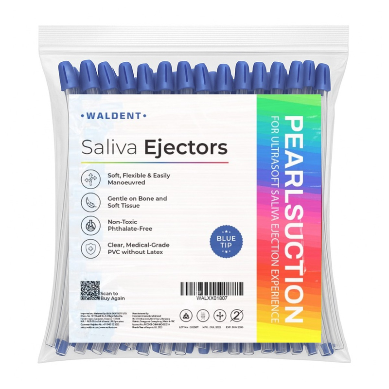 Waldent PearlSuction UltraSoft Saliva Ejectors - Blue Tip (Pack of 100)