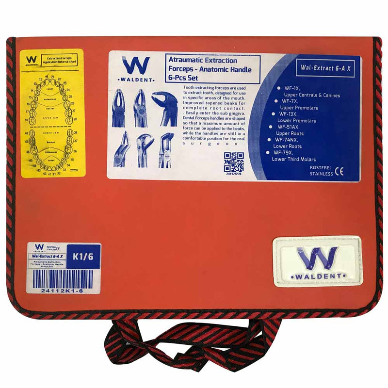 Waldent Atraumatic Extraction Instruments Forceps Kit Set of 6 - Anatomic Handle K1/6