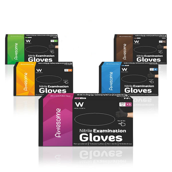 Waldent Nitrile Examination Gloves- Black