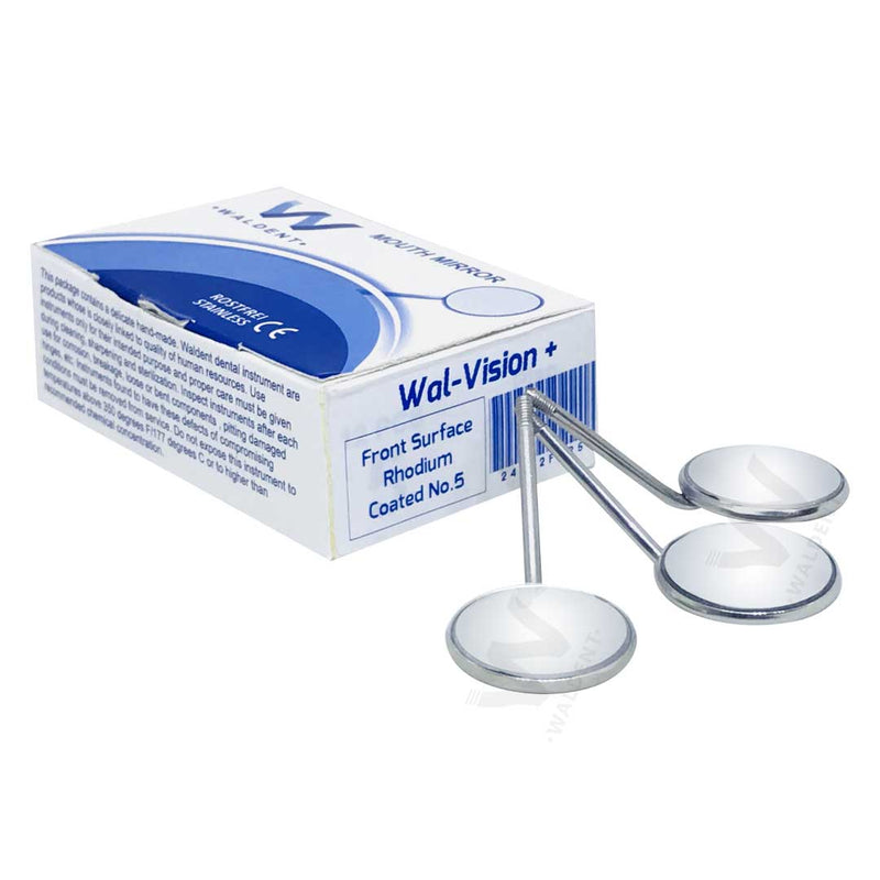 Waldent Mouth Mirror Tops Front Surface Rhodium Coated No.5 Pk/12 (K13/6)