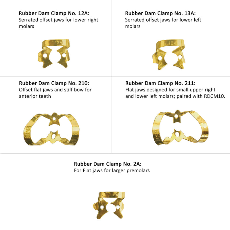 Waldent Rubber Dam Clamps Kit Titanium Gold (set of 11) (K16/3)